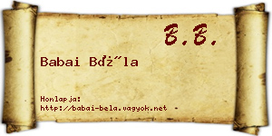 Babai Béla névjegykártya