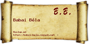 Babai Béla névjegykártya